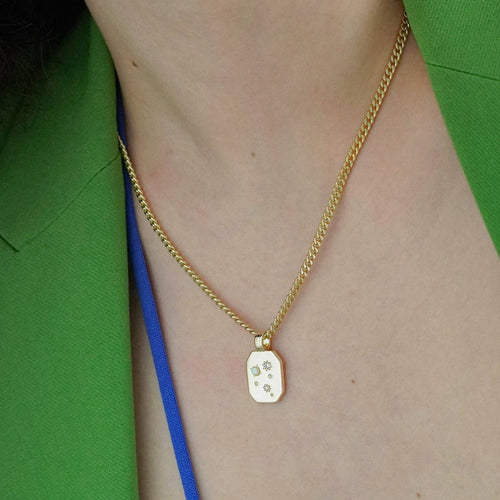 Glitter Pendant Chunky Chain Necklace: Gold