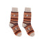 Pair of patterned socks on a white background