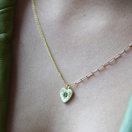 heart gemstone gold necklace