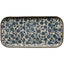 Rectangular ceramic tray with blue floral pattern on a white background