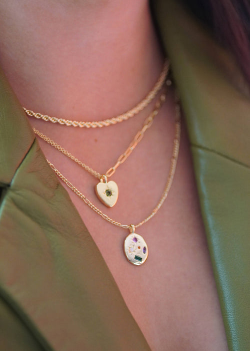 Kaleidoscope Gemstone Rainbow Necklace: Gold