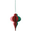 Decorative hanging ornament with red and green colors on a white background
