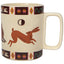 Mug with a hare design and decorative border on a beige background