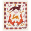 Decorative cloth with fox, deer, and squirrel design and 'Ecologie danica' branding.