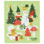 Christmas-themed design with elves, a snowman, and trees on a green background with 'EcoLogie danica' branding.
