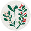 Round sponge with holiday holly
 design on a white background