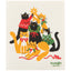 Festive towel with cartoon cats in holiday sweaters and decorations, featuring the brand 'Ecologie danica'.