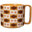 Ceramic mug with geometric pattern on a white background