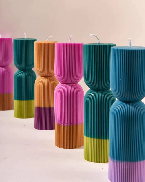 color block pillar candles