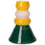 Multicolored ceramic candle holder with yellow, pink, and green layers on a white background