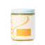 Jar of scented candle with a white lid on a white background