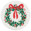 Round sponge with a Christmas wreath and red bow design on a white background