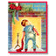 Vintage-style Christmas card with a child near a fireplace and stockings, featuring humorous text.