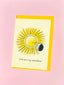 Card with sun and moon illustration and 'You are my sunshine' text on a pink background