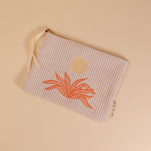 Agave Corduroy Pouch in Pale Pink