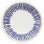 Ceramic bowl with blue striped pattern on a white background