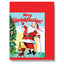 Vintage-style Christmas card with Santa Claus and a cat, featuring the text 'Merry Shrinkflation!'.