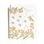 A greeting card with a white envelope behind it, featuring an illustration of hummingbirds, dragonflies, and orange blossoms, with the text 'THINKING OF YOU' printed in a light teal font.
