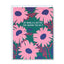 Card with pink flowers and text on a green background
