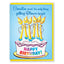 Birthday card with candles on a cake and humorous text on a blue background