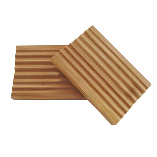 ribbed bamboo soap tray