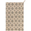 Beige towel with blue floral pattern on a white background