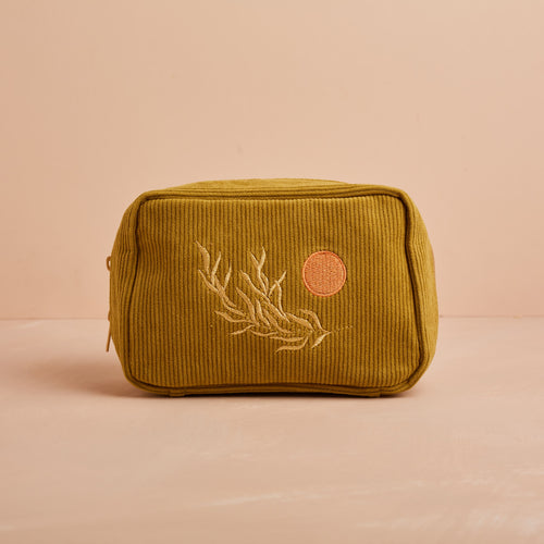 olive corduroy makeup bag