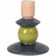 Ceramic candle holder with three-tiered design on a white background