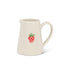 White ceramic pitcher with a strawberry design on a white background