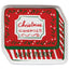 Christmas-themed cookie tray with red and white design and 'Christmas Cookies Very Merry' text.