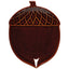 Brown ceramic acorn-shaped ornament on a white background