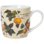 Mug with fruit illustrations and text on a white background