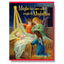 A vintage-style Christmas greeting card featuring a nativity scene with three angels and a baby in a manger, with the text 'Maybe he's born with it maybe it's Maybelline' in yellow lettering at the top. The card has a red border and is shown against a white background with a soft drop shadow.