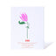 Greeting card with a pink flower design on a white background