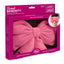Pink bow-shaped eye pillow in packaging with 'Sweet Serenity' branding.