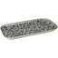 Rectangular ceramic tray with blue floral pattern on a white background