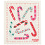 Decorative towel with candy cane designs and 'Ecologie danica' branding on a white background.