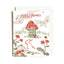 Greeting card with mushroom illustration and 'New Home!' text on a white background