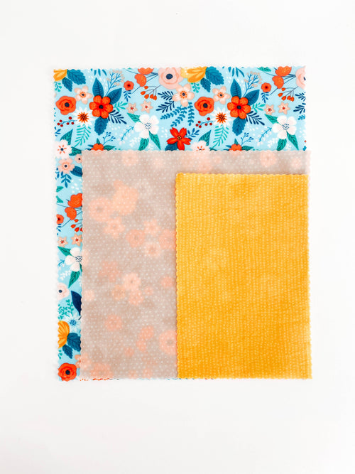 Floral Beeswax Wraps - set of 3