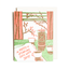 A square greeting card with a vintage-style illustration of a window scene, cups, a French press, and a book with the text 'so HAPPY to SPEND my DAYS with YOU!'. A white envelope is placed behind the card on a clean white background.