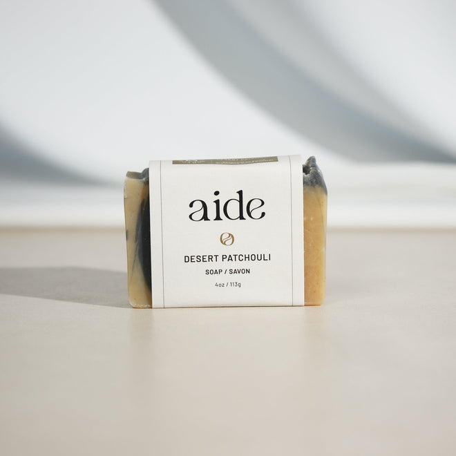 desert patchouli soap by Aide Bodycare