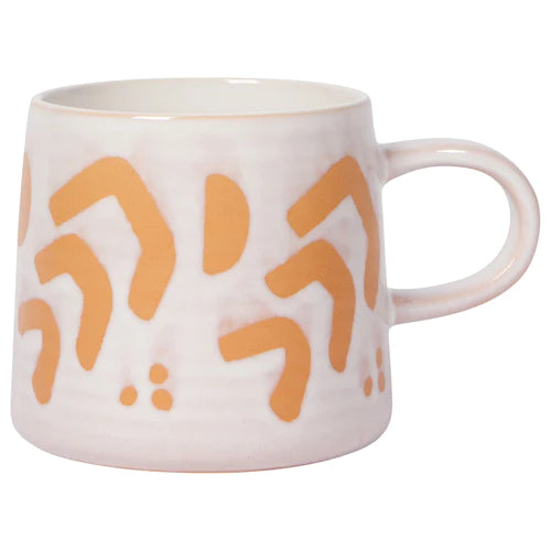 echo mug white glaze with abstract images