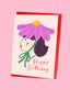 Flower Woman Happy Birthday Pink Greeting Card