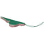 Green and red striped ornament on a white background