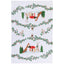 Festive tea towel with animal and nature pattern on a white background