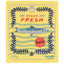 Product packaging with 'Ocean Fresh' text and fish illustration on a yellow background