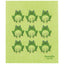 Green frog patterned cloth with 'EcoLogie danica' branding on a green background