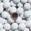 Close-up of a small brown square in a sea of white spheres