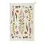 Floral patterned towel with various flowers on a white background