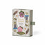 The Living Herbarium Playing Cards box by Roomytown, featuring a vintage botanical illustration with pink flowers, green leaves, and a cream-and-green gingham border on a white background.